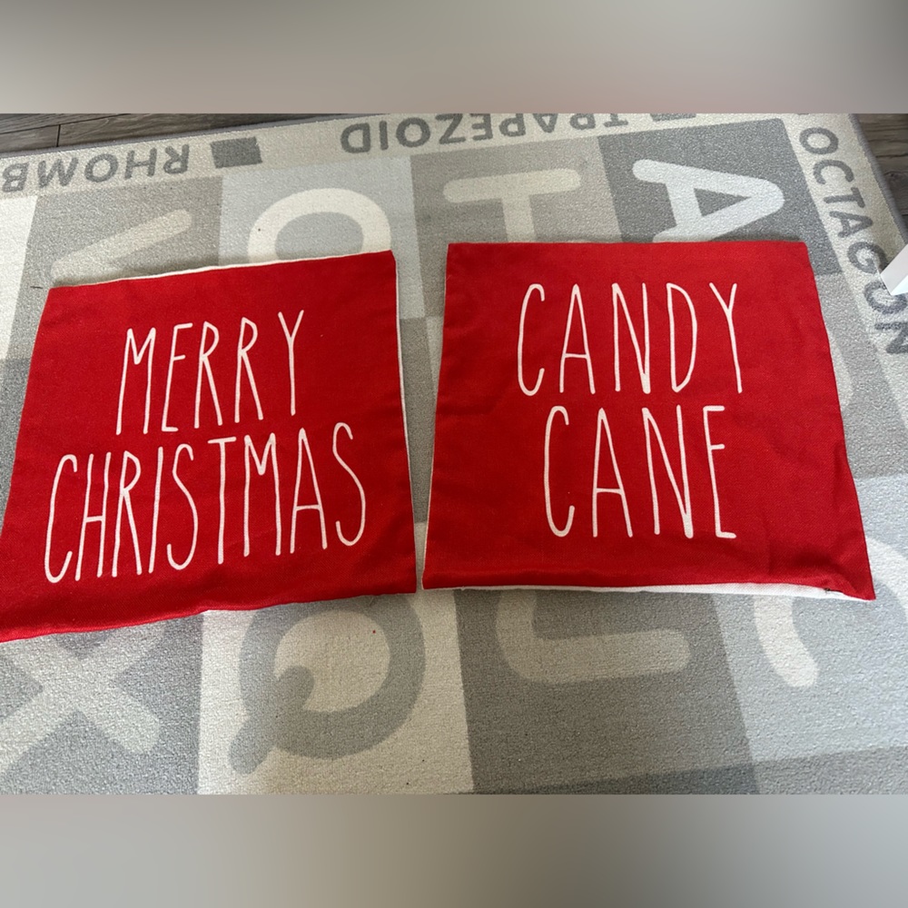 Merry Christmas / Candy Cane Pillow Covers 18x18